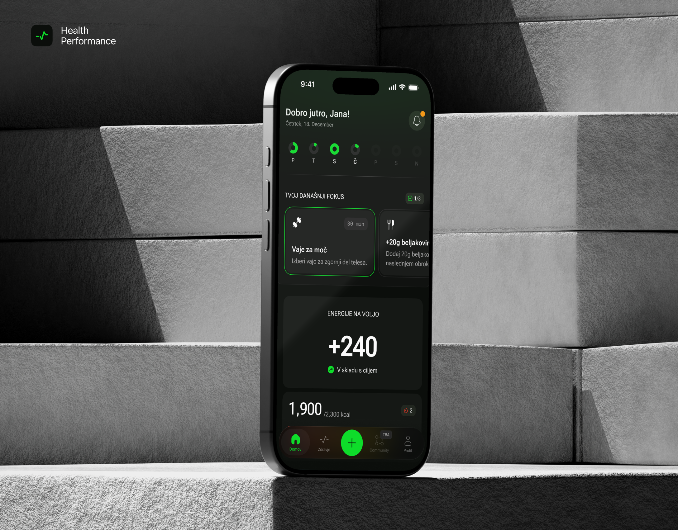 Health Performance App | UI/UX Design app design calendar clean dashboard data fitness glass effect health home page ios26 iphone longevity modern performance product design run sport tracking ui design ux design