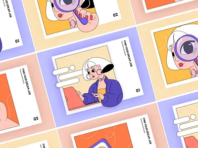 Find your dream job 2d animation art design finance illustration job minimal nft nft marketplace ui ux vector website
