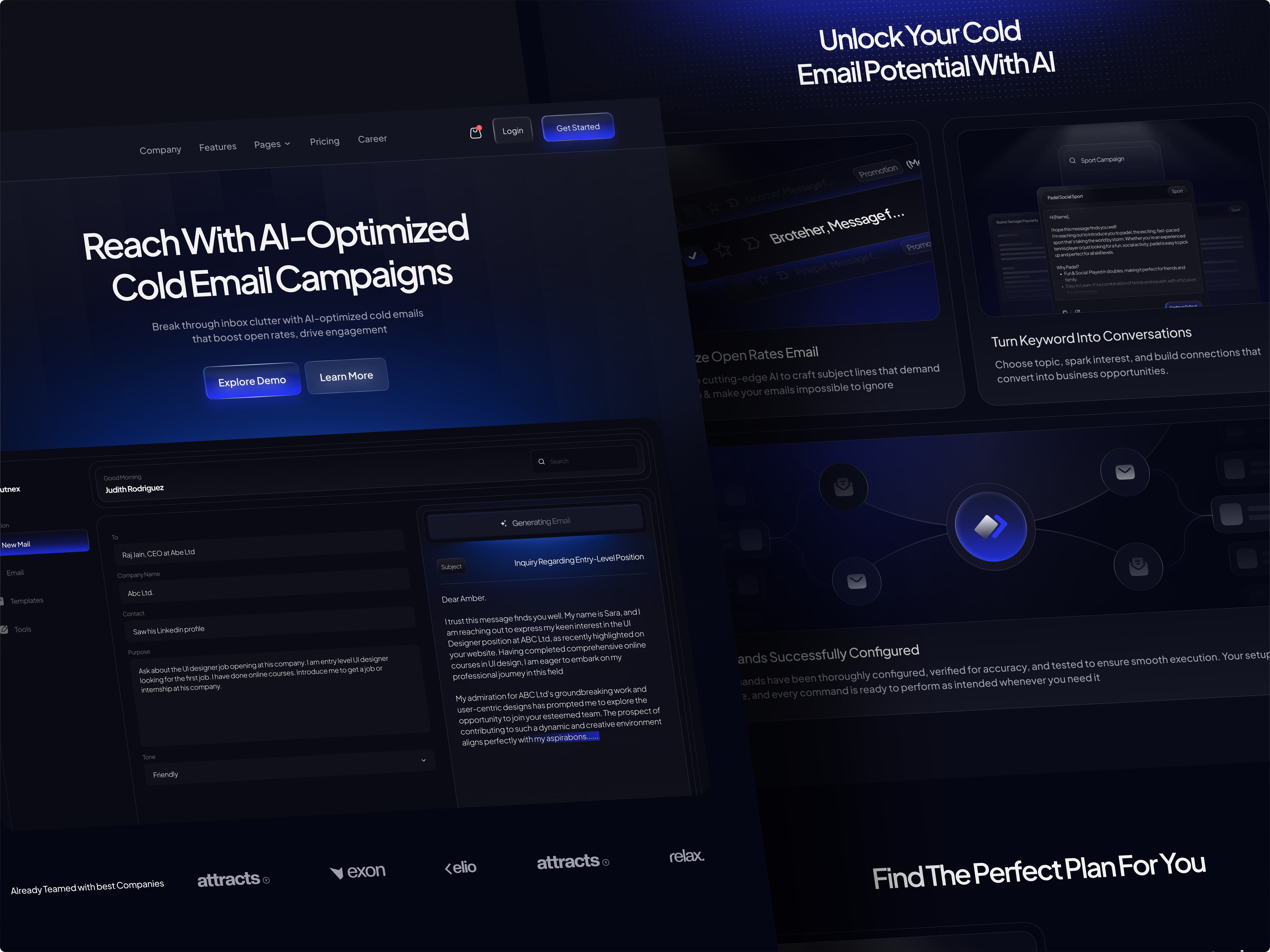 Outnex - Saas Website Design ai saas ai website cold email saas cold email website landing page onixtheme saas saas website web design webflow template website design