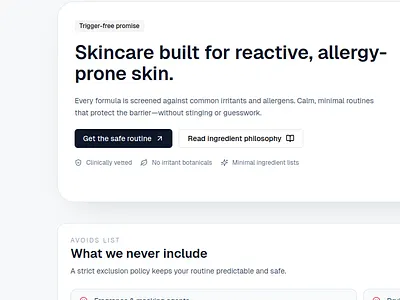 Sensitive Skin Care Landing clinic design landing sensetive skin skincare ui web design web development
