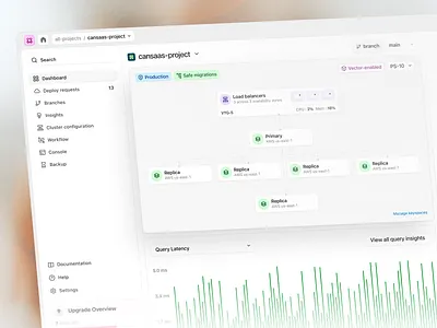 Serverless Database cansaas clean cloud infrastructure dashboard database design infrastructure ui interface minimalist modern design performance analytics product design saas serverless database system monitoring tool database ui ui design ux ux design