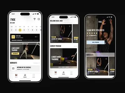 Brello Rise: Fitness & HIIT Training App UI (Light Mode) athletic design system bebas neue typography fitness app ui gym app ux healthtech dashboard hiit training app light mode design minimalist ui mobile ui kit personal trainer app progress tracker workout tracker