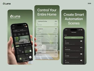 Luma - Screenshot App Store animation app screenshots app screenshots design app store app store visuals clean design figma google play store graphic design ios jitter mobile app mobile app design screenshot app smart app smarthome store ui visual design