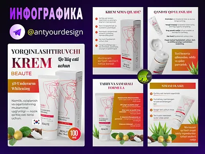 Крем для подмышек | карточка товара | инфографика | uzum market uzum валдбериз дизайн изюм инфографика карточка карточки товара косметика крем крем для подмышек крем корейский маркетплейс озон яндекс маркет
