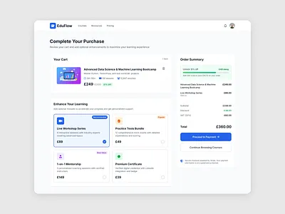 EduFlow — SaaS Edtech LMS checkout screen app branding dashboard dashboard design edtech education fintech graphic design payment payment screen portal pricing pricing page students ui uiux ux web website