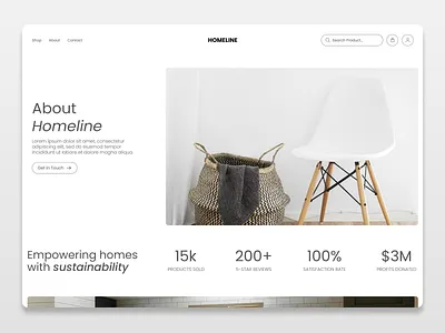 Homeware Website Landing About Section Contact Info about appliances beautiful chair desk elegant furniture home homeware house kitchen kitchenware learn luxury minimal modern product stunning table website