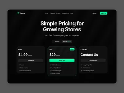 Saas E-comarce - Pricing Section design pricing section ui ux website