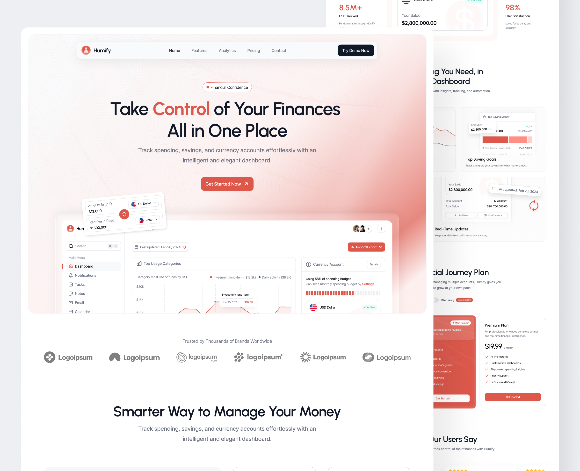 Humify - Landing page saas finance b2b e commerce figma finance financial fintech gandaria studio home page landing page payment platform saas startup ui web web design website