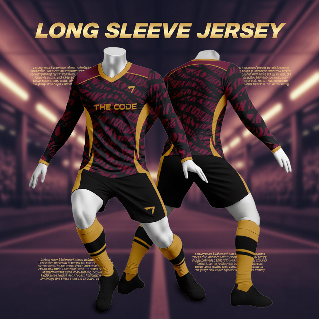 long sleeve jersey, Football Academy Kit branding custom design esports football full sleeves gaming goalkeeper graphepical graphic design illustration jersey jersey design kit design modern soccer sportswear design sublimation uniforms vector
