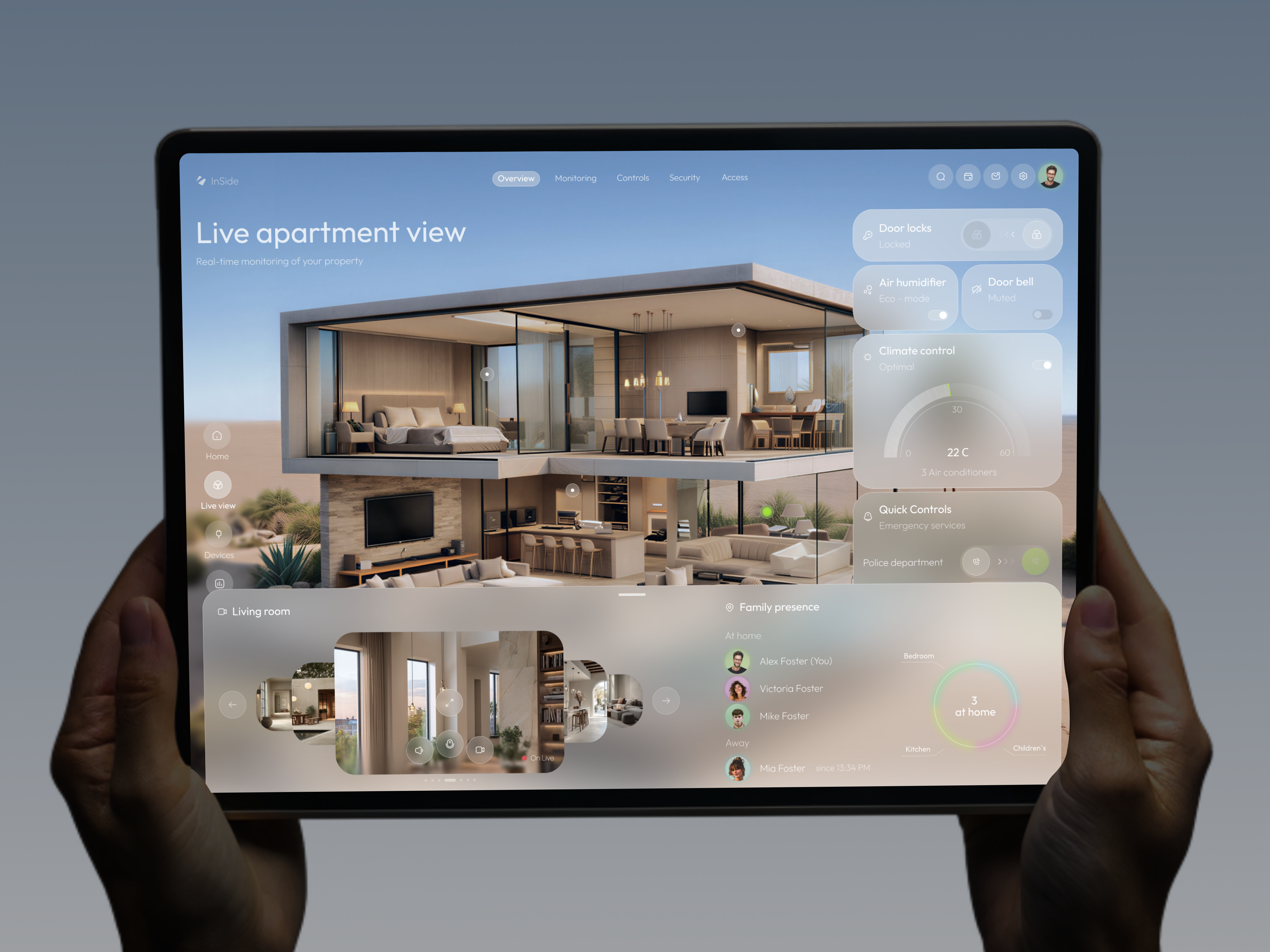 InSide - Home security service 3d app awwwards best design branding camera app glass glass design graphic design halo lab motion graphics new new design online camera online view rondesign rondesignlab security service ui ux