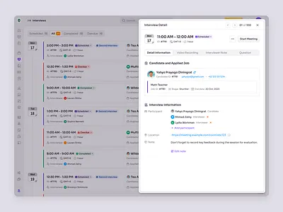 RecruitSmart — Interview Details for a School HR System candidate dashboard education employee management hr hr management hr platform hr system hrd hrm human resources job product design recruitment management saas saas design school management ui ux web app