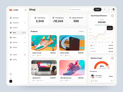 Vykins || User-Centered E-Commerce Dashboard interface product service startup ui ux web