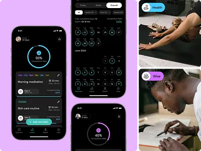 Habit Tracker Mobile App Design habit mobile app healthy mobile app ios app mobile design mobile screens tracking habit app wellness app