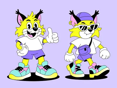Lynx Mascot Character Design 1930s bold branding cartoon character characterdesign design flat illustration illustration lynx mascot mascotdesign playful design retro design vector illustration vintage
