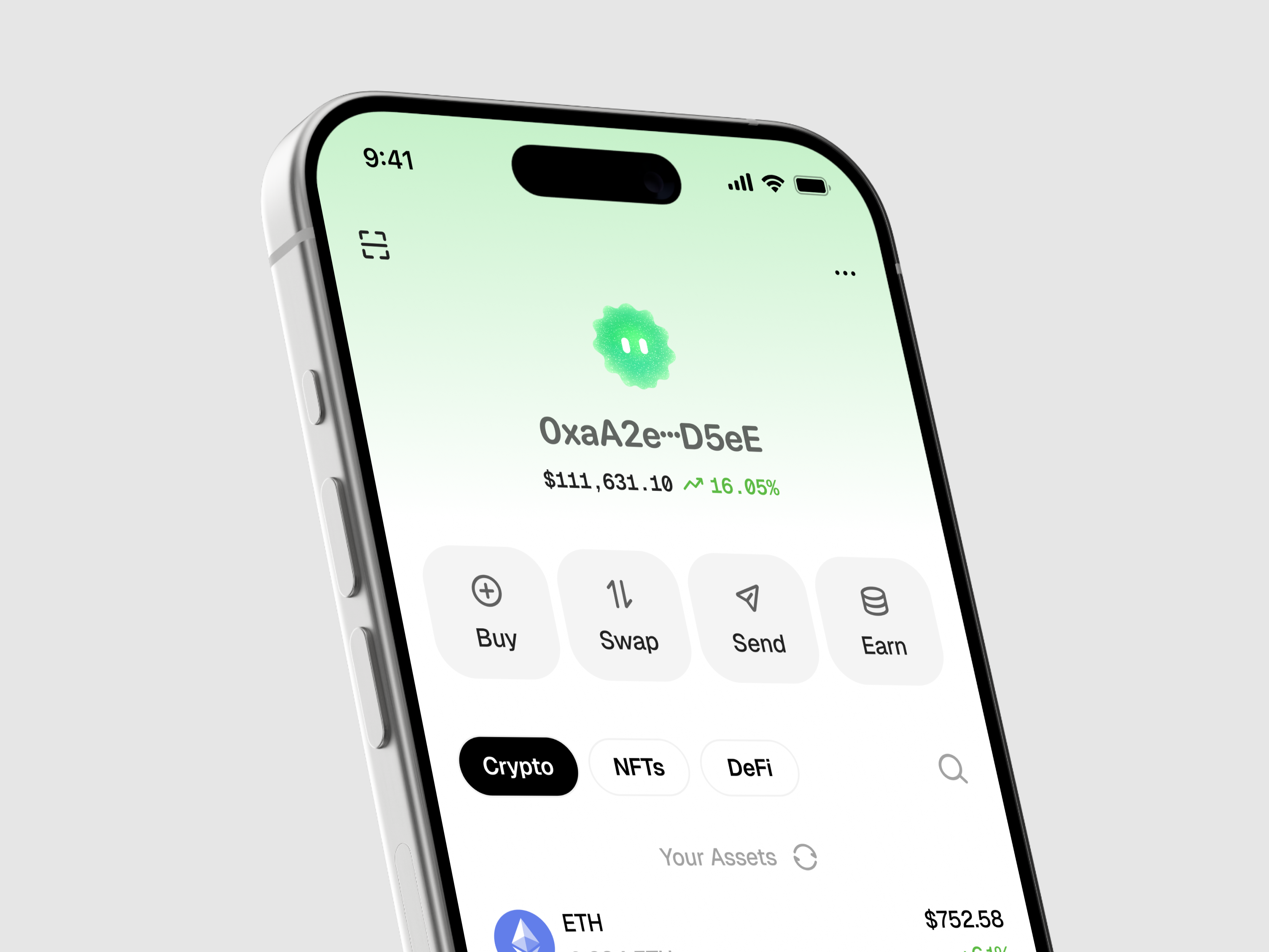 A design of a crypto portfolio when the market is up or down 3d crypto ui uiux