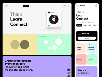 Magnolia – Built website (screen capture). ai built coded events homepage live preview modern responsive technology website