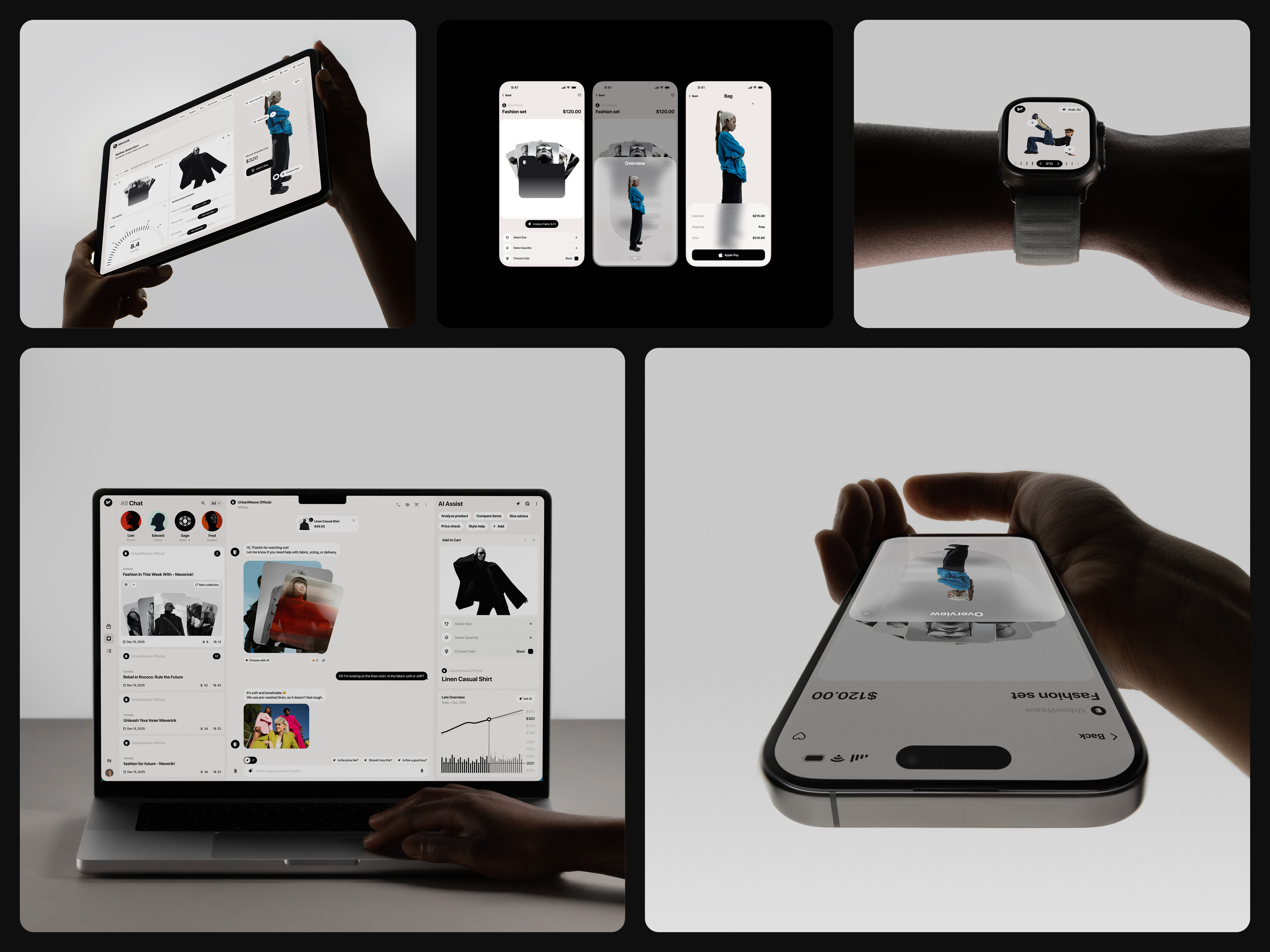 AI-Assisted Fashion Commerce UI - Maverik appdesign branding creativedirection creativeui darkui dashboard ui designsystem digitalfashion digitalproduct fashionbrand fashiontech fashionui interfacedesign maverickfashion minimalaesthetic mobile app ui moderndesign productdesign uiuxdesign website design