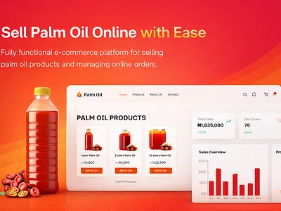 Palm Oil E-commerce Websit africanbusiness agritech agrocommerce businesswebsite dashboarddesign digitalcommerce ecommercedesign ecommercewebsite graphic design nigeriabusiness onlineordering onlinestore palmoilbusiness productdesign startupdesign ui uidesign uxdesign webappdesign webdesign
