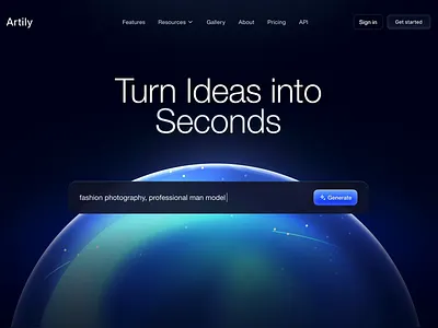 Art generator Ai Animated Website ai ai website animated ai animation artgeneratorwebsite artificial intelligence clean figma figmaprototype globeanimation herosection imagegeneratorwebsite midjourney productdesign trending ui uxdesign webdesign website websiteui