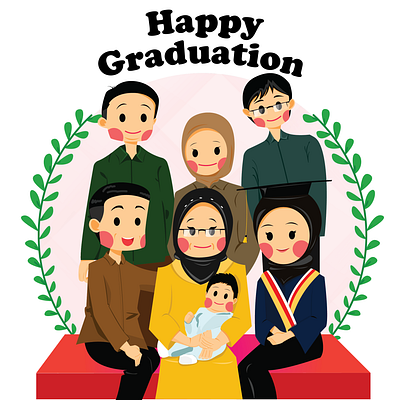 My wife graduation illustrator vector