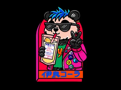 Iyoshi Cola ツ design flat graphic design illustration japan line panda refreshment