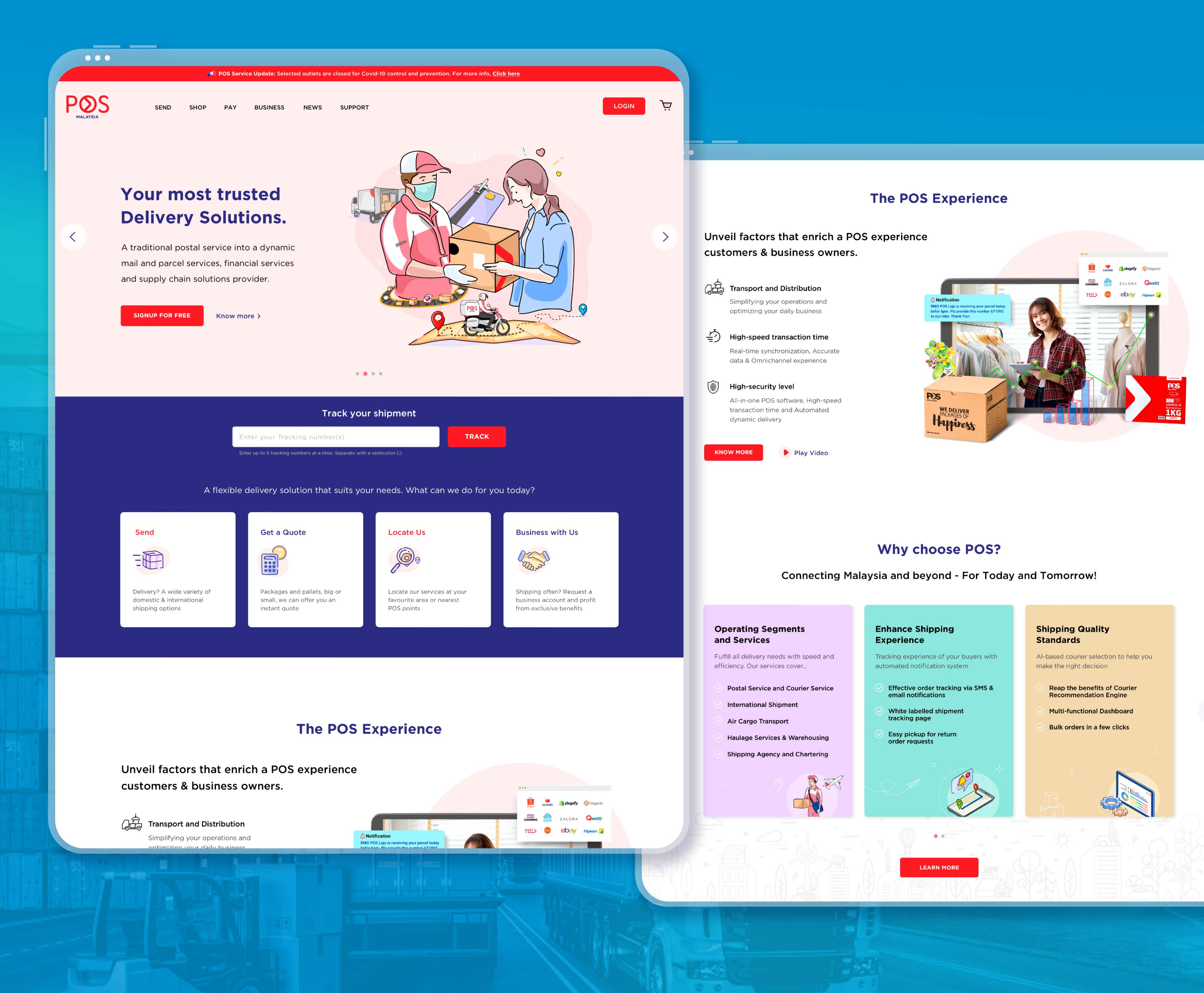 POS Malaysia - Postal Service branding courier service design graphic design icon illustration microsite postal service ui