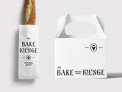 The Bake Lounge Packaging artisan artisanal bag bake bakery box branding crest emblem flower food logo lounge nature open packaging pastry sleeve system