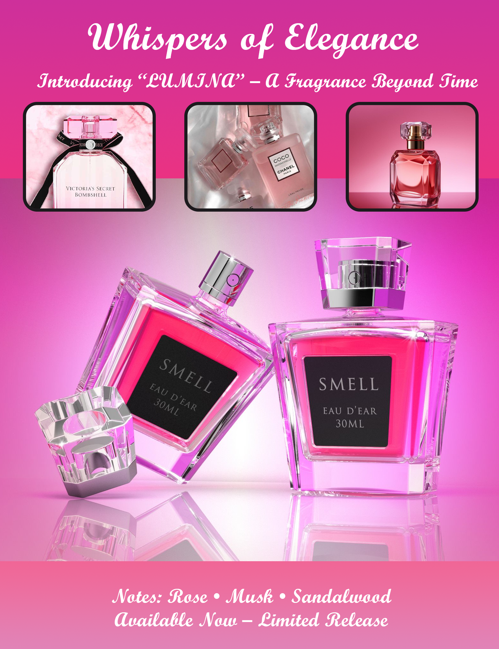 Perfume Brand Advertisement Poster Design advertisement branding design graphic design illustration logo typography ui ux vector