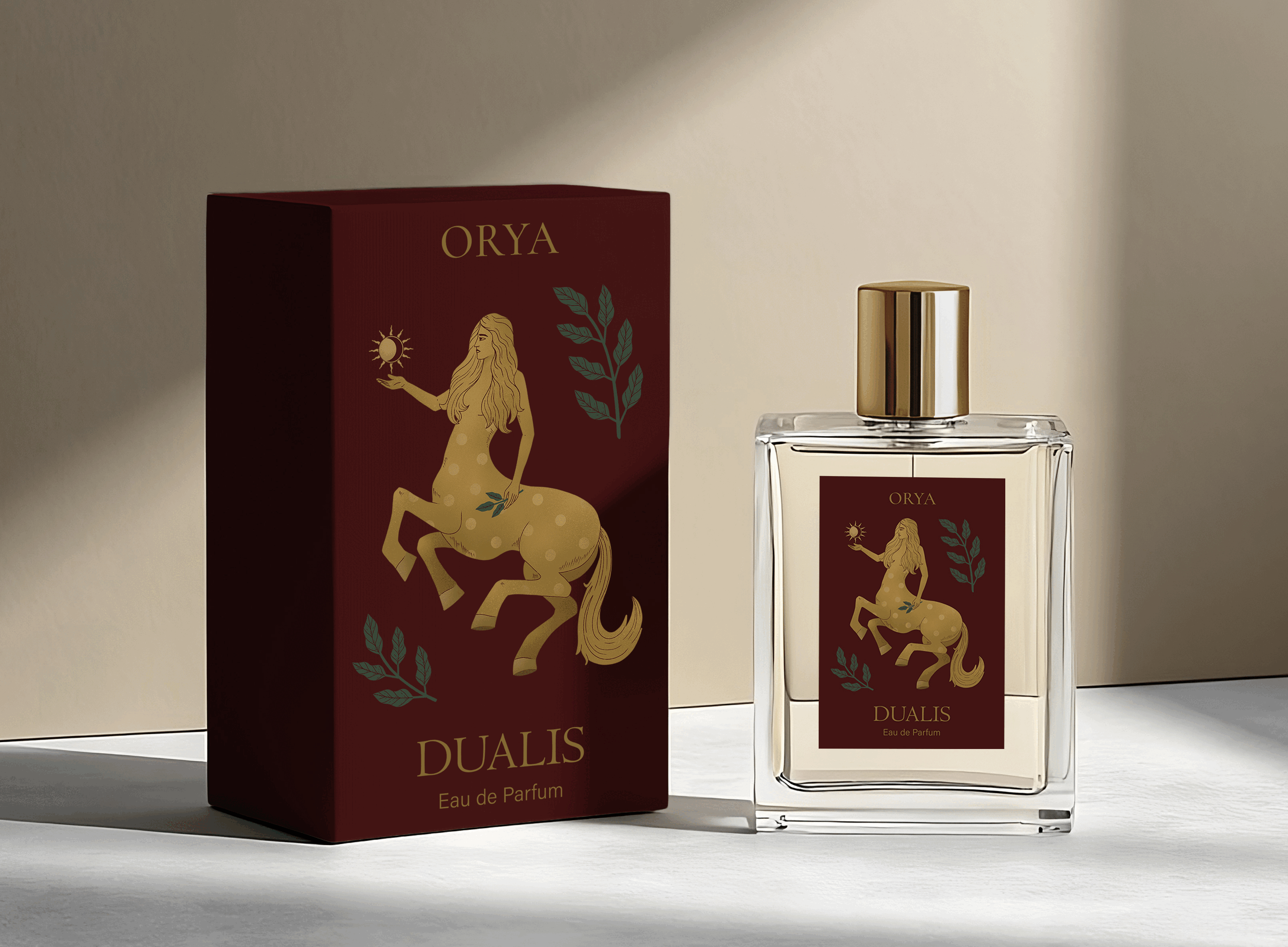 Orya - Perfume packaging illustrations and design adobe photoshop centaur cover cover illustration design female flower graphic design illustration label mythology packaging perfume premium procreate raven woman