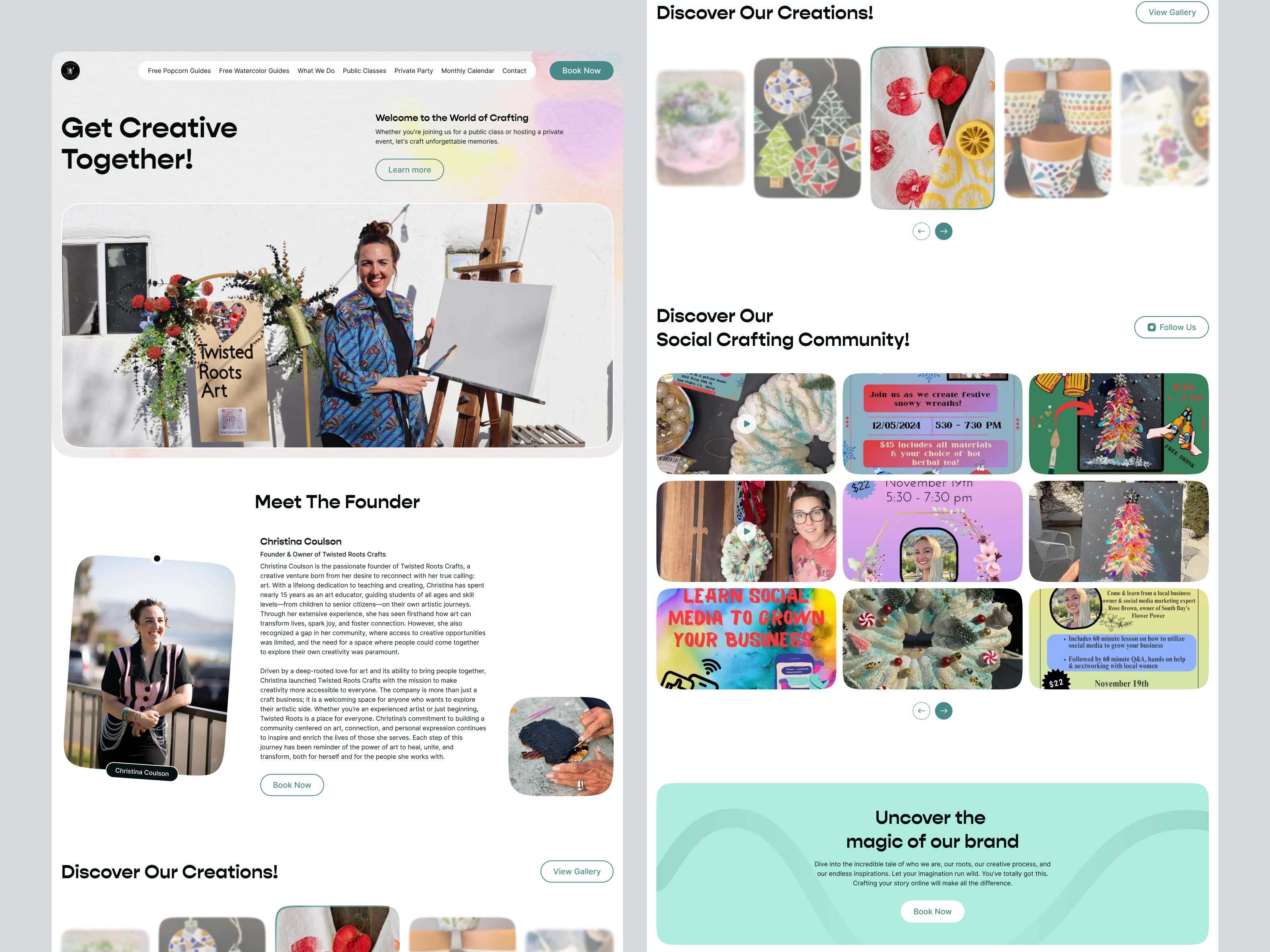 Twisted Roots Art – Creative Community Website Redesign (UI/UX) interface product service startup ui ux web
