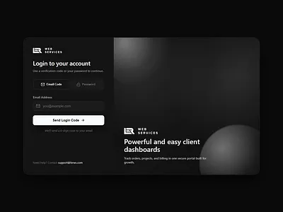 Client Portal Login Dark UI 3d admin dashboard authentication client portal dark mode dark ui dashboard design glassmorphism gradient interface design login screen minimal ui modern ui product design saas design typography ui design ux design web app web design