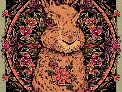 Hare art digital art drawing floral floral art hare illustration nature nature art wacom