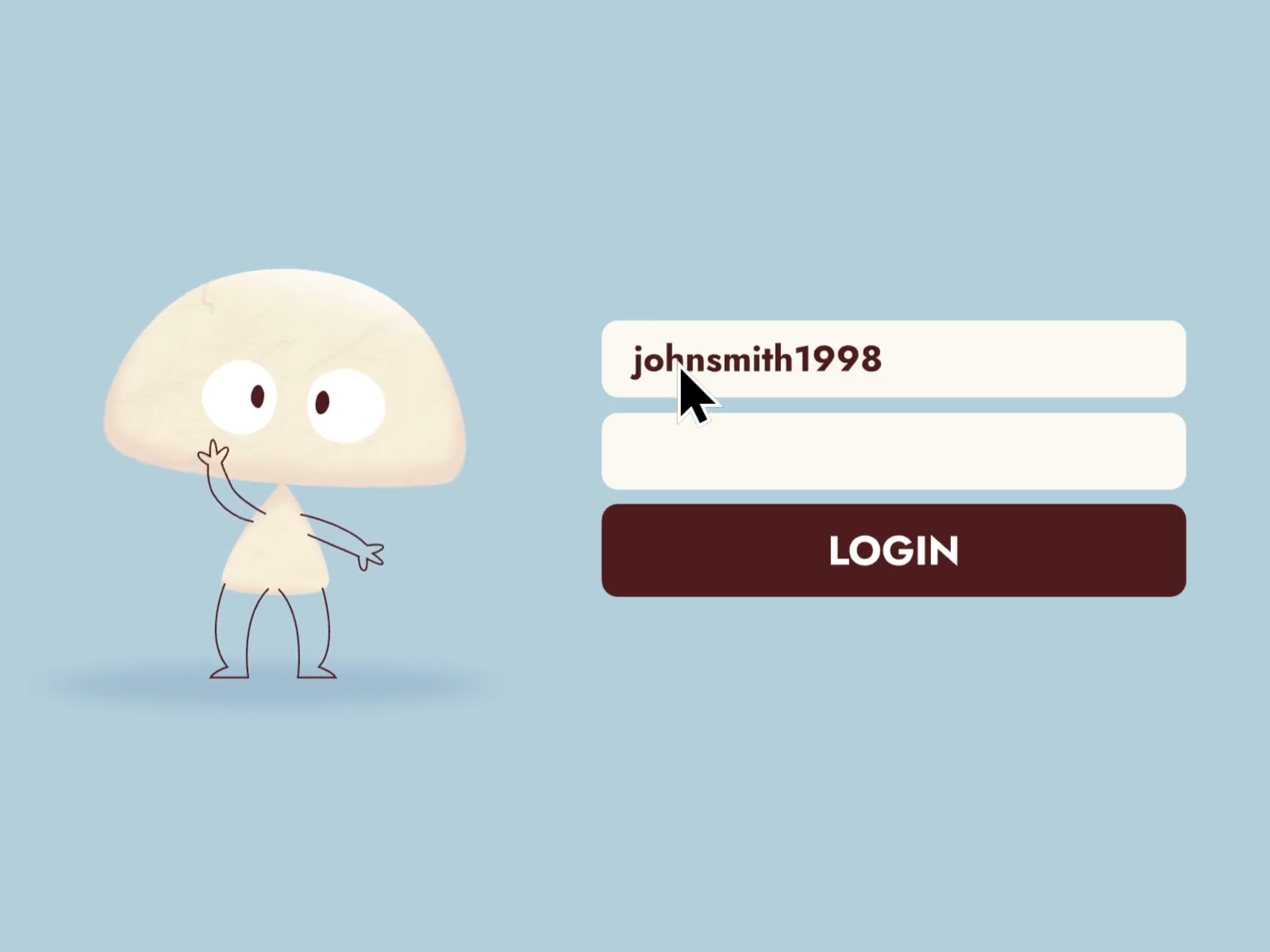 Rocky - Login Form Animated Character animation character design illustration interactive animation motion graphics puppet animation rive rive app ui