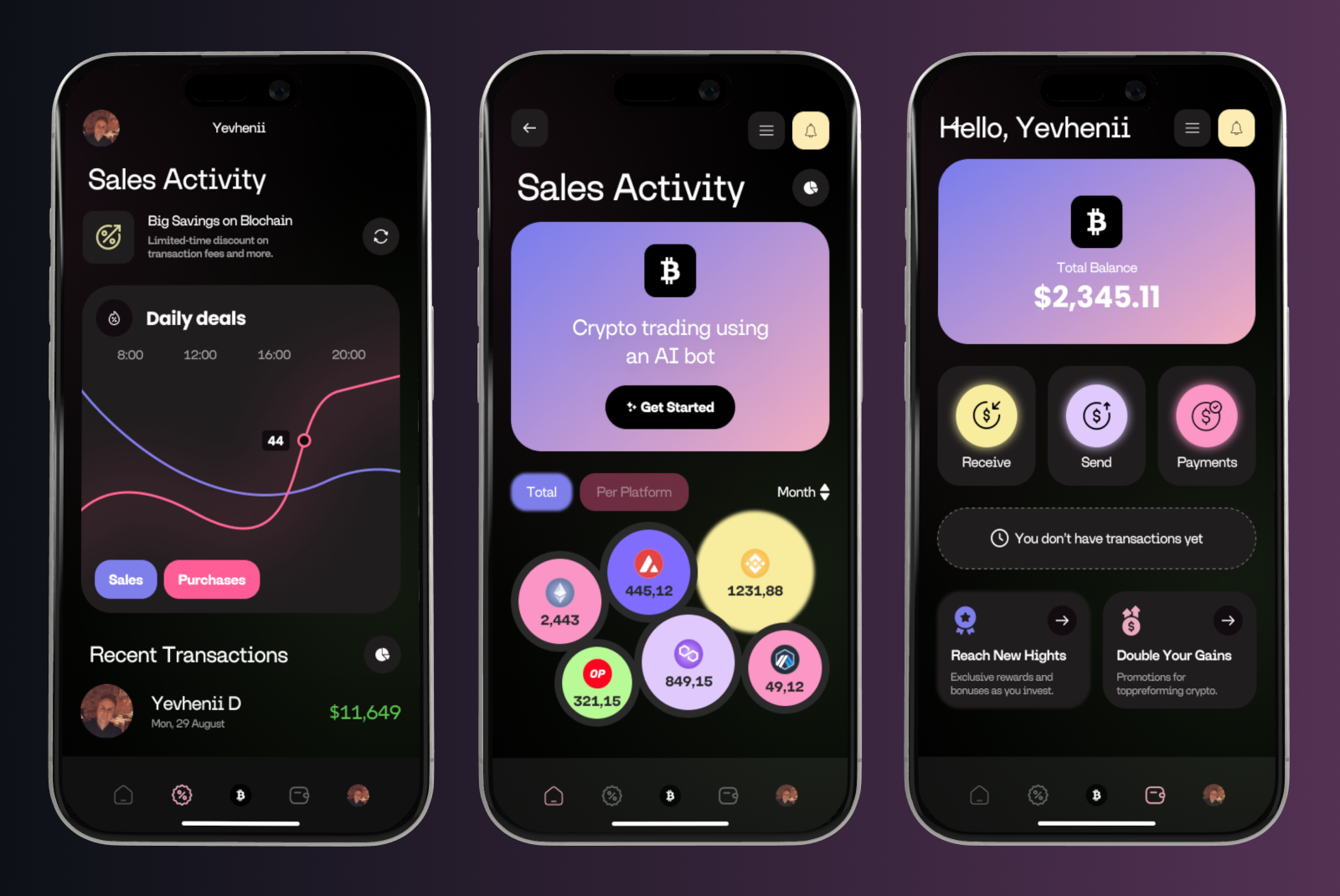 Example of Crypto App UI Design – 1 Screen Test