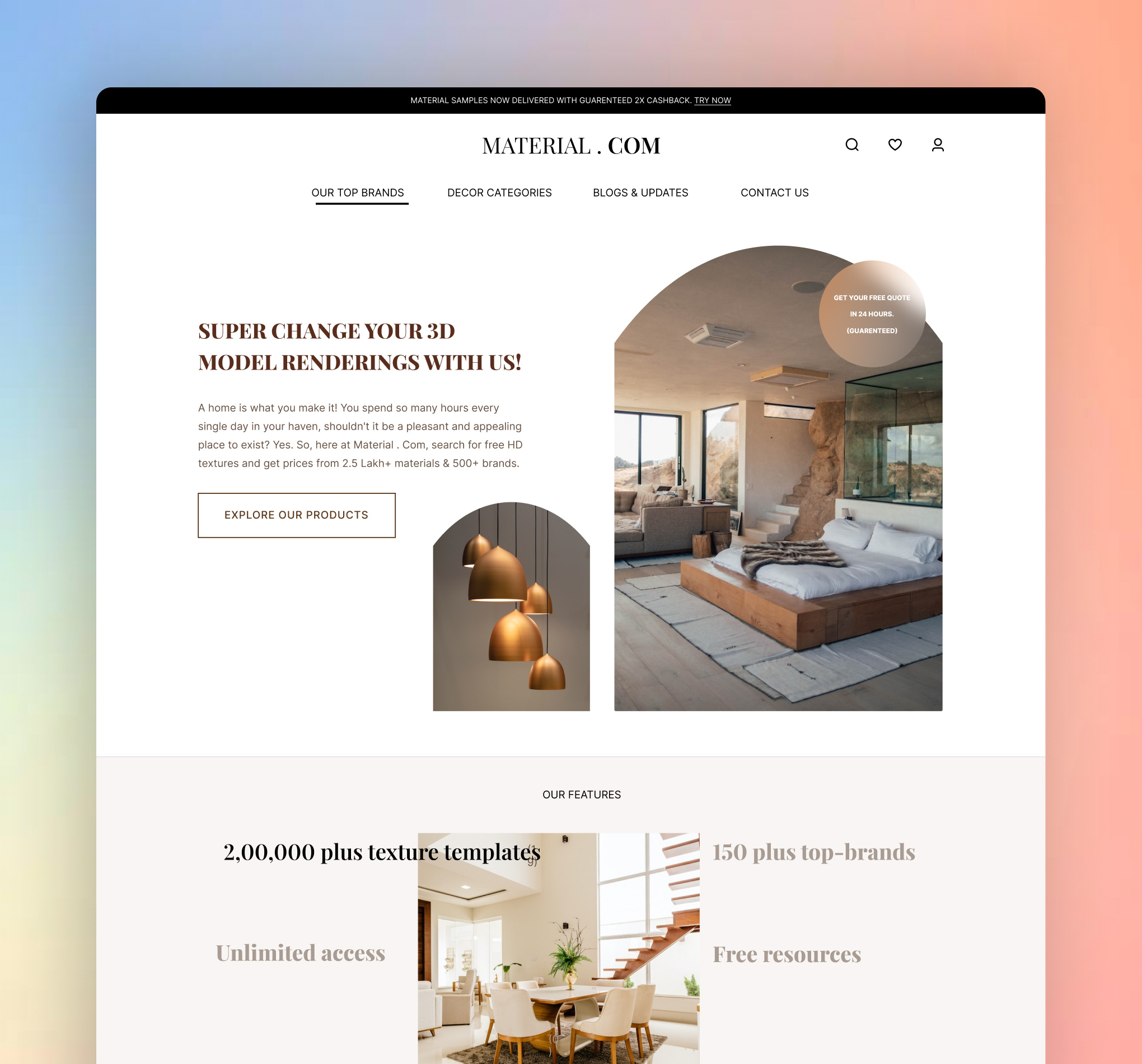 Material.com dailyuichallenge figma graphic homepage landing page minimal template texture ui ui design