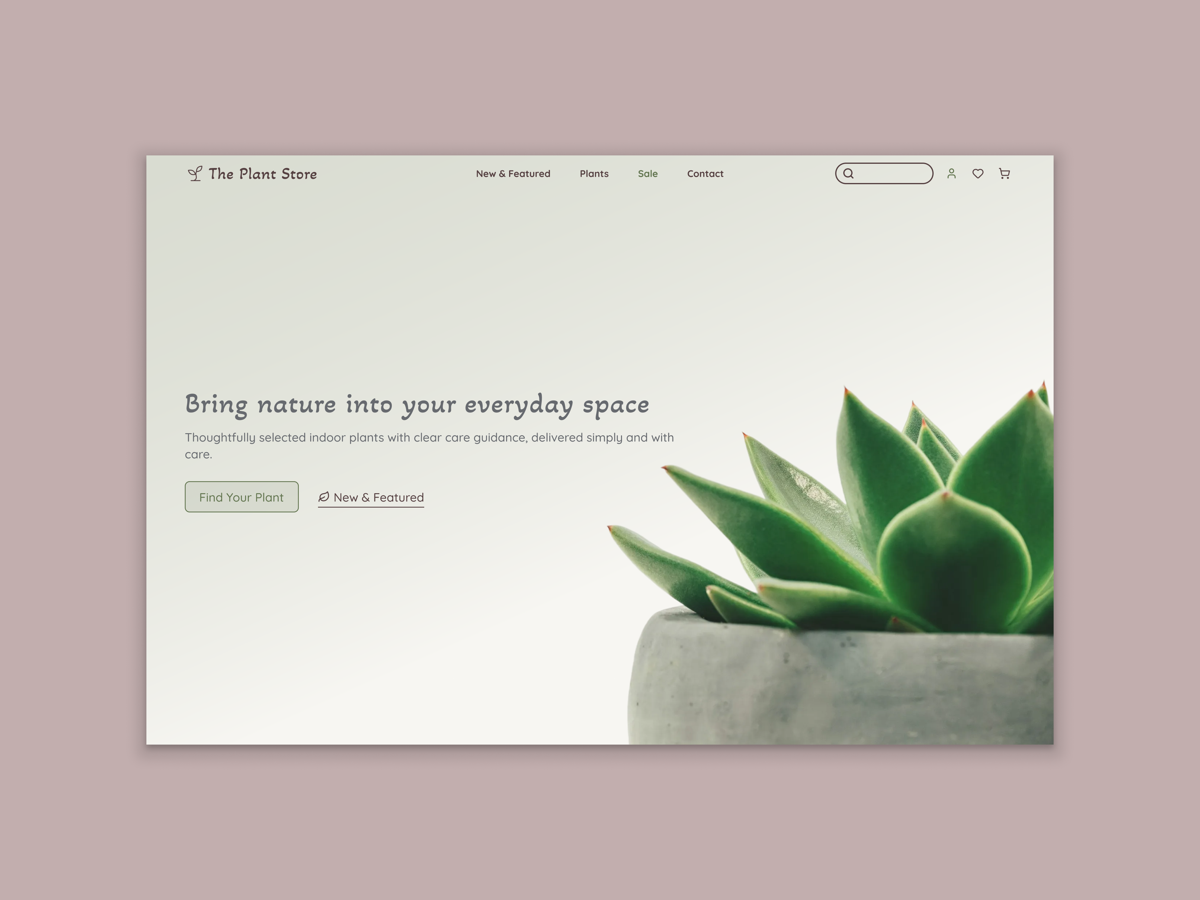 Plant Store — Calm Motion Hero brand experience e commerce figma interaction design landing page minimal design motion design product design ui ui design uiux ux design visual design web design
