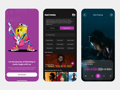 Music App UI Kit android appdesign appui figam design ios minimal music app music ui uiux user experience user interface wireframe