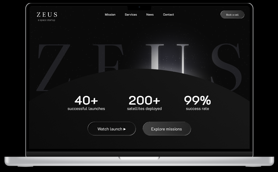 Space Startup black and white branding glow landing page liquid glass minimalism motion graphics space start up text animation transitions ui web
