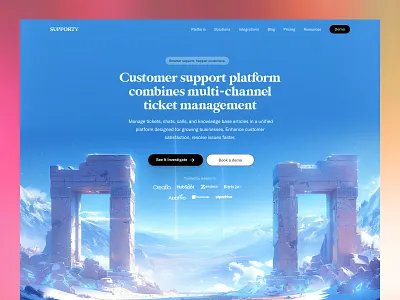 Supporty · Customer Support SaaS Landing Page UI branding customer support design header hero homepage landing landing page modern saas saas design saas hero saas landing page saas website ticket web web design website
