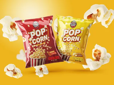 Popcorn Snack Packaging Design graphic design label design packaging packaging design pouch packaging design