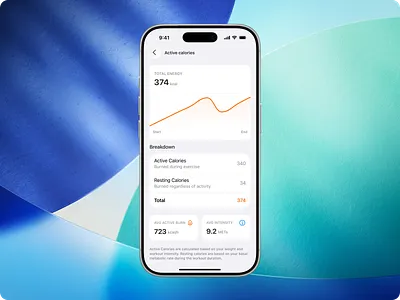 Active Calories · iOS 26 Fitness App (Apple-Inspired UI) active calories apple inspired apple style ui calories tracking clean design data visualization fitness app fitness dashboard gradients health app ios 26 ios design mobile app design product design running app ui ui design ux ux design workout analytics