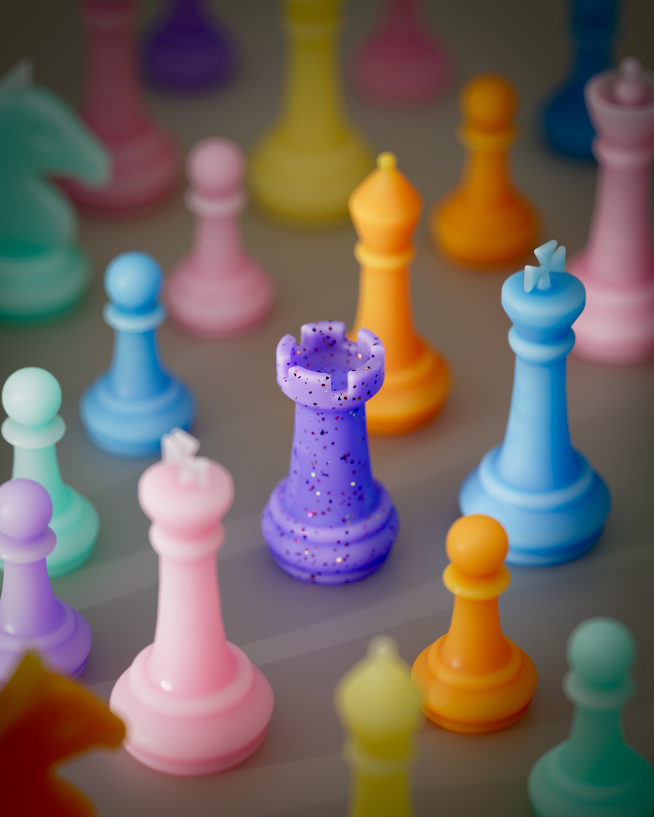 Chess set 3d 3dmodeling abstractart c4d cinema4d design graphic design illustration logo redshift ui