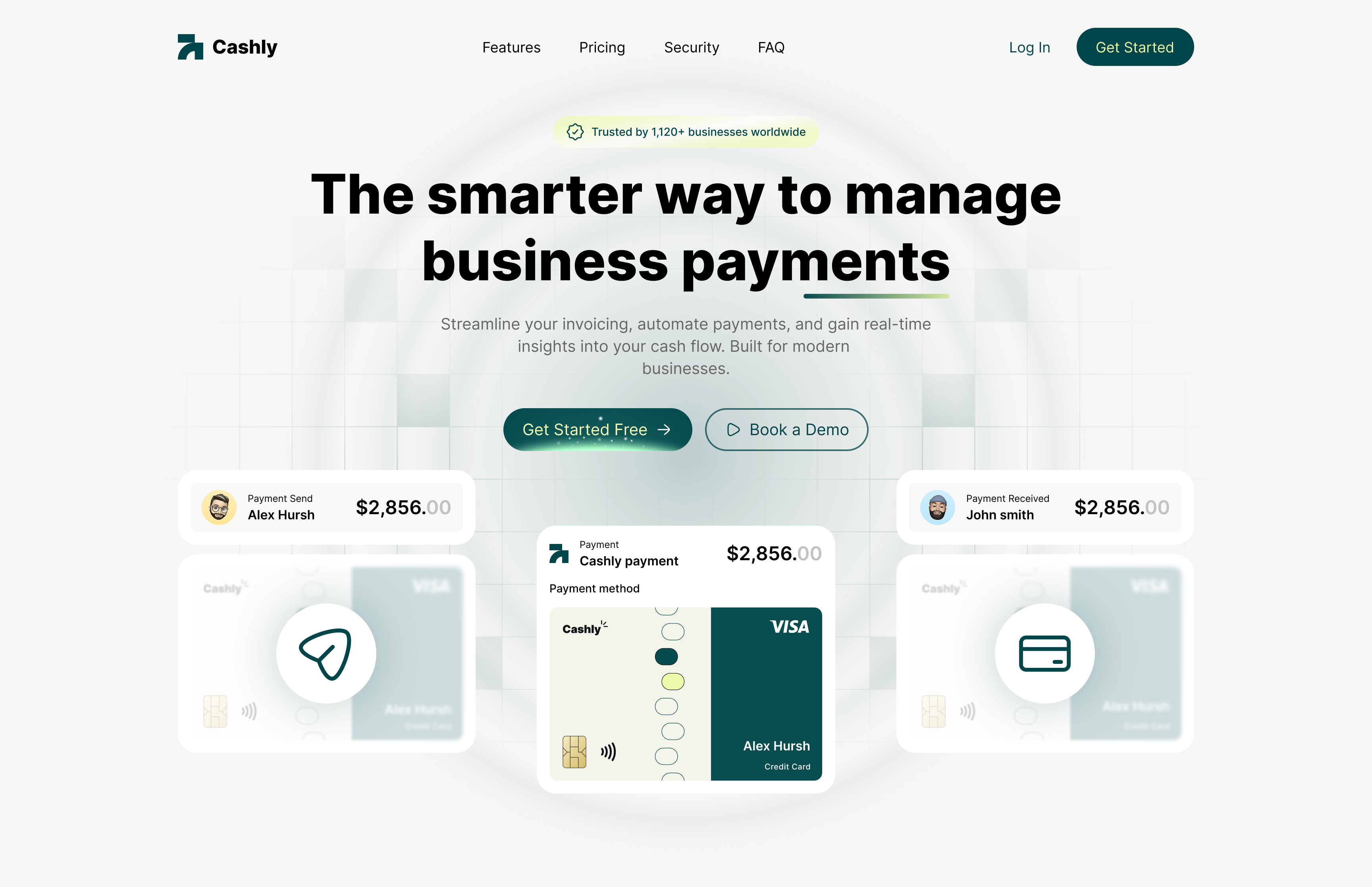 Cashly – Business Payments SaaS Landing Page b2b saas business payments digital payments financial saas fintech app landing page design minimal design online payments payment platform product design saas landing page ui ux design web ui design
