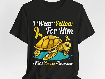 I Wear Yellow For Him Child Cancer T-shirt awareness pod t shirt