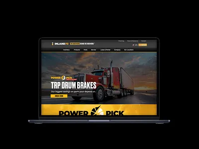 Inland Kenworth - PowerPicks Website Design for Trucking automotive industrial long scroll parts trucking website