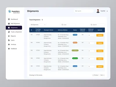 SupplySync – Courier & Logistics Dashboard 📦 adminpanel appdesign courierapp dashboard designinspiration logistics saas supplychain ui uiux ux ux design
