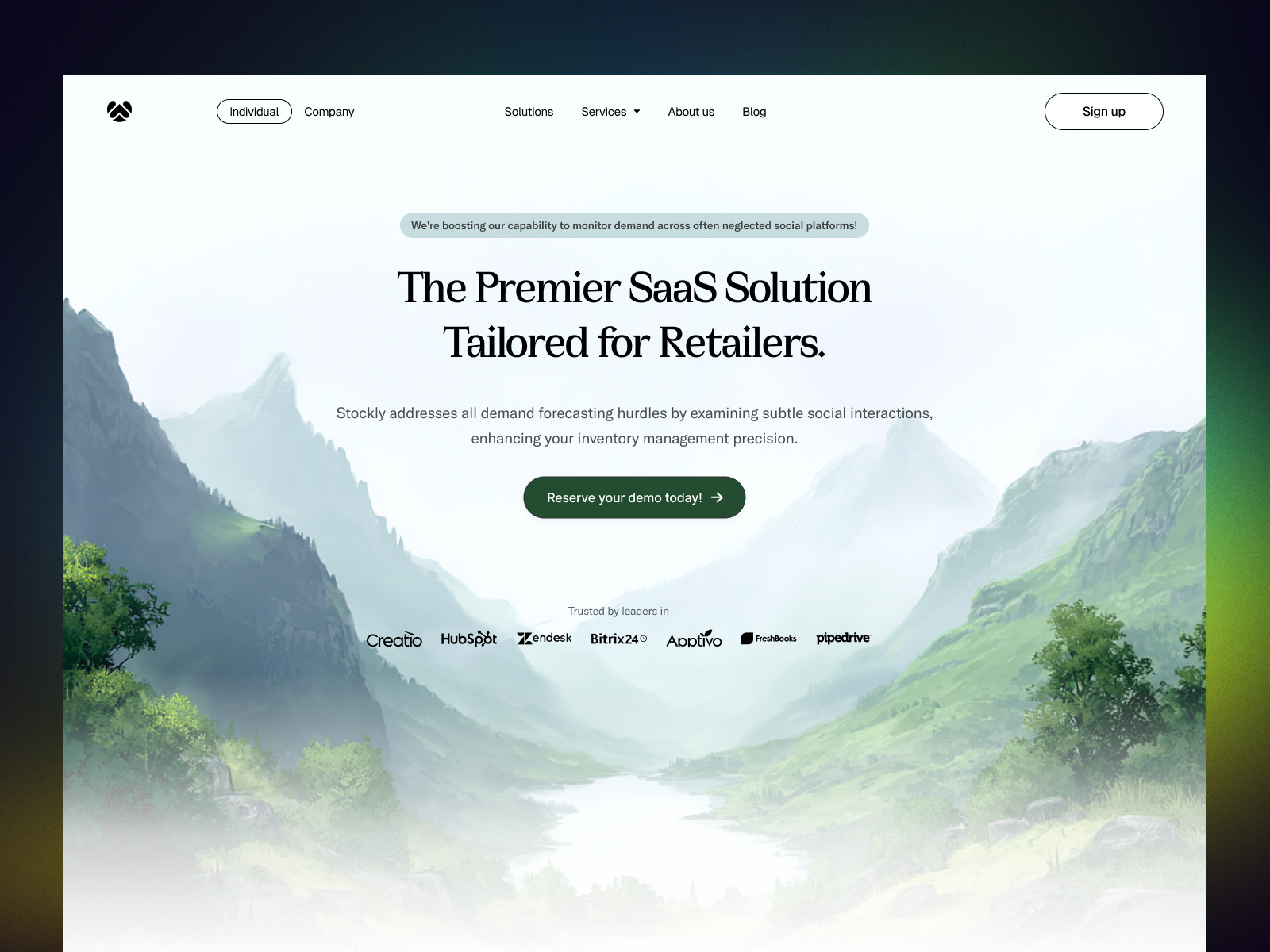 Example of Retail Demand Forecasting SaaS — Landing Page Design
