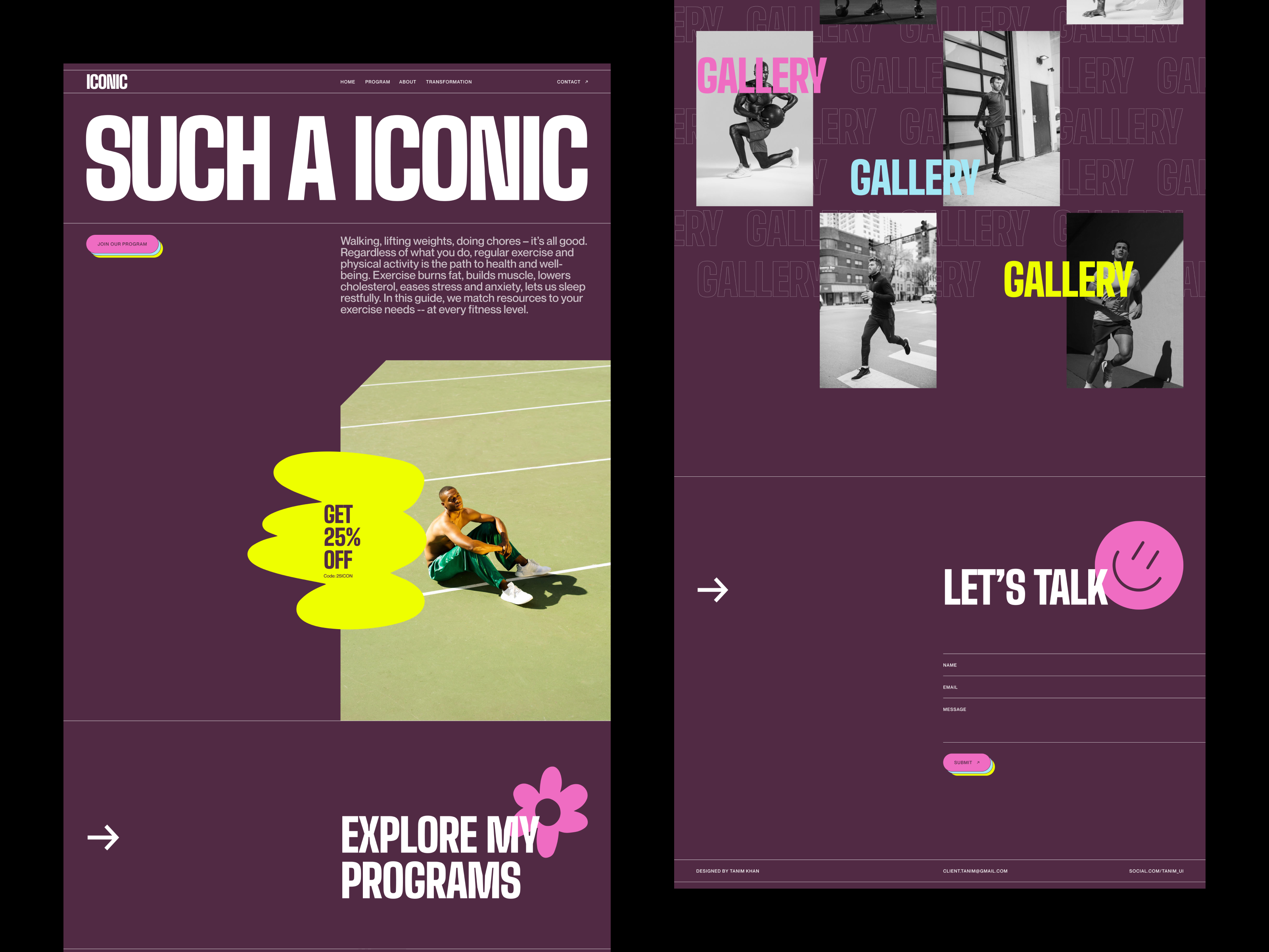 Personal trainer - Website aesthetic website coach dark mode darkmode website design fitness gym landing page design minimal modern website personal trainer planner tanim trainer typography ui web web user interface website design workout