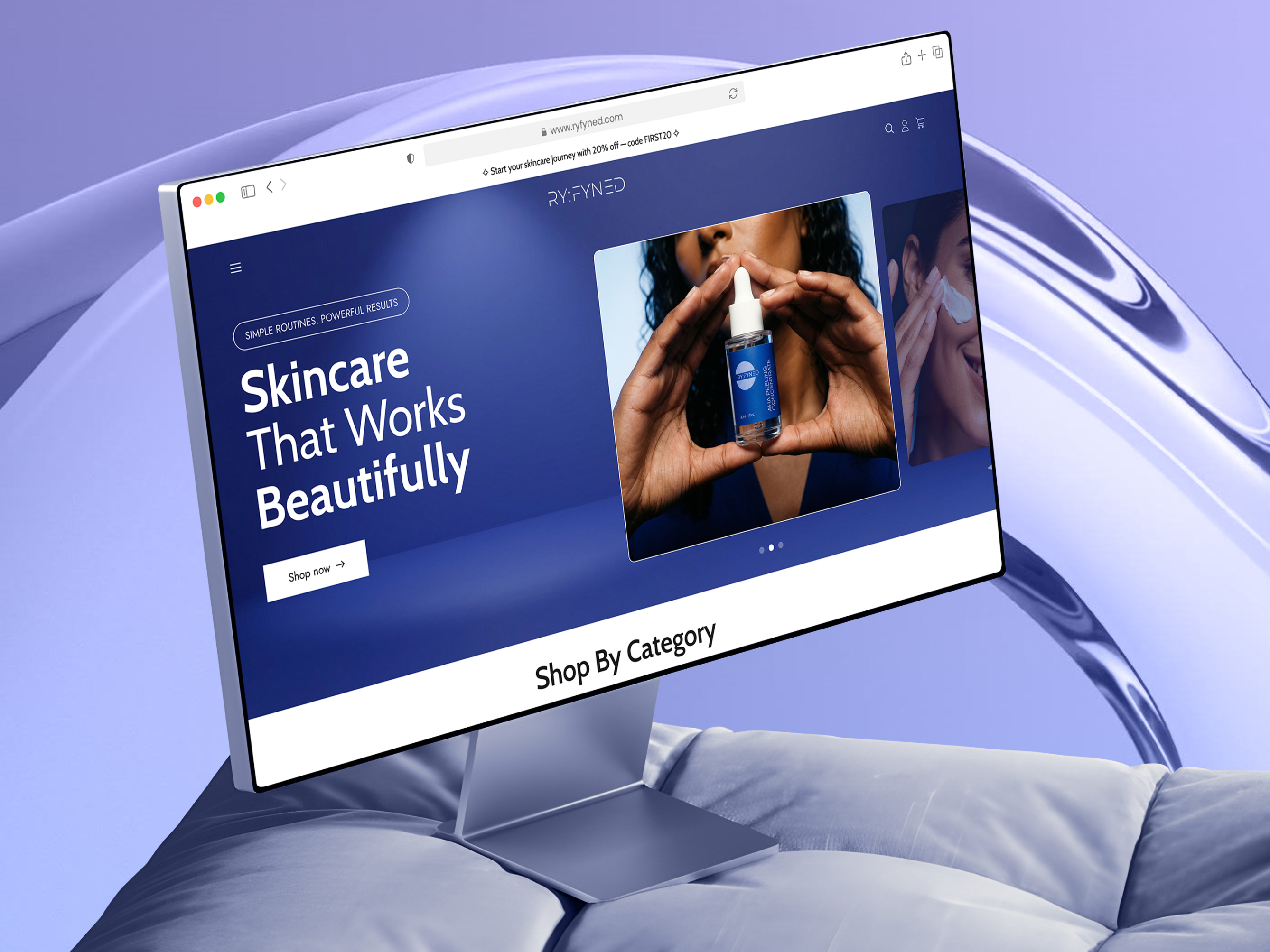 RYFYNED - Skincare Website UI Design beauty product clean cosmetics ecommerce website landing page marketplace modern online shop serum shopify store shopify website skin care website skincare skincare website design ui ui ux design ux web design website website design