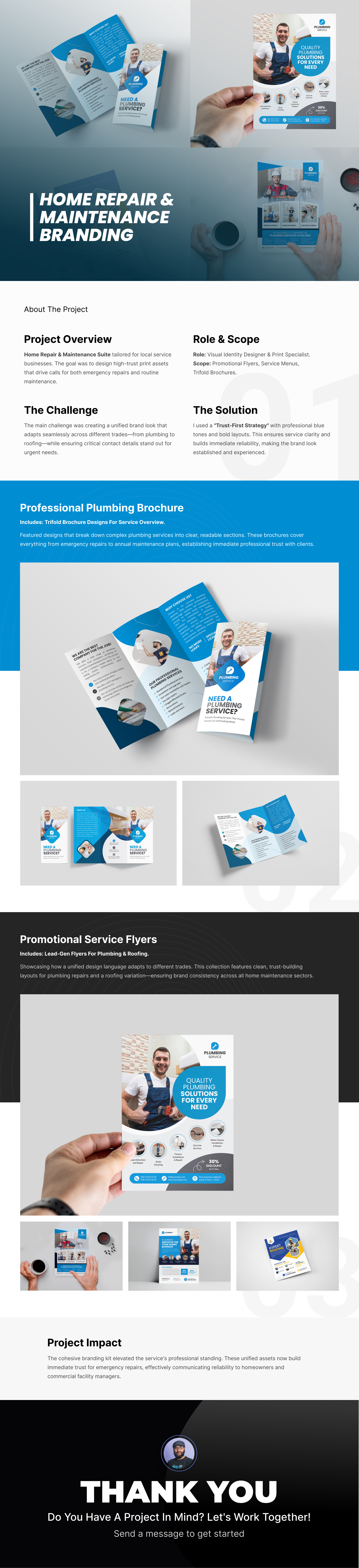 Home Repair & Maintenance Branding Suite branding branding kit brochure construction corporate identity flyer design graphic design handyman home repair layout design marketing marketing suite plumbing print collateral print design professional roofing service business trifold visual identity